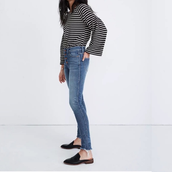 Madewell 10” High-Rise Skinny Jeans Cordova Wash Button Front - Picture 2 of 12